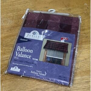 Balloon Valance Wine Red Jubilee Vintage 1990s Chadwick Buffalo Check 70 x 14"‎